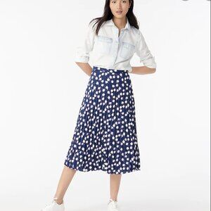 J. Crew Pleated Midi Accordion Satin Skirt in Scattered Peony Print Preppy Sz 6